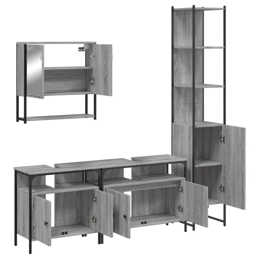 Ensemble de meubles de salle de bain 4 pcs Sonoma gris - 5