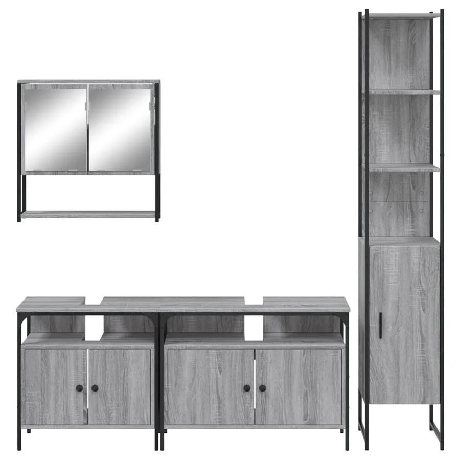 Ensemble de meubles de salle de bain 4 pcs Sonoma gris - 6