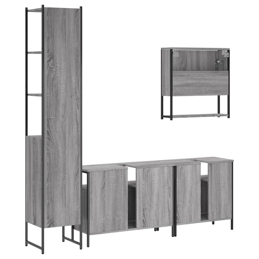 Ensemble de meubles de salle de bain 4 pcs Sonoma gris - 8
