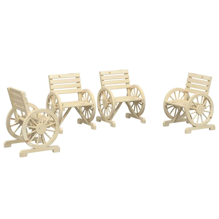 Chaises de jardin lot de 4 Bois de sapin massif - 2