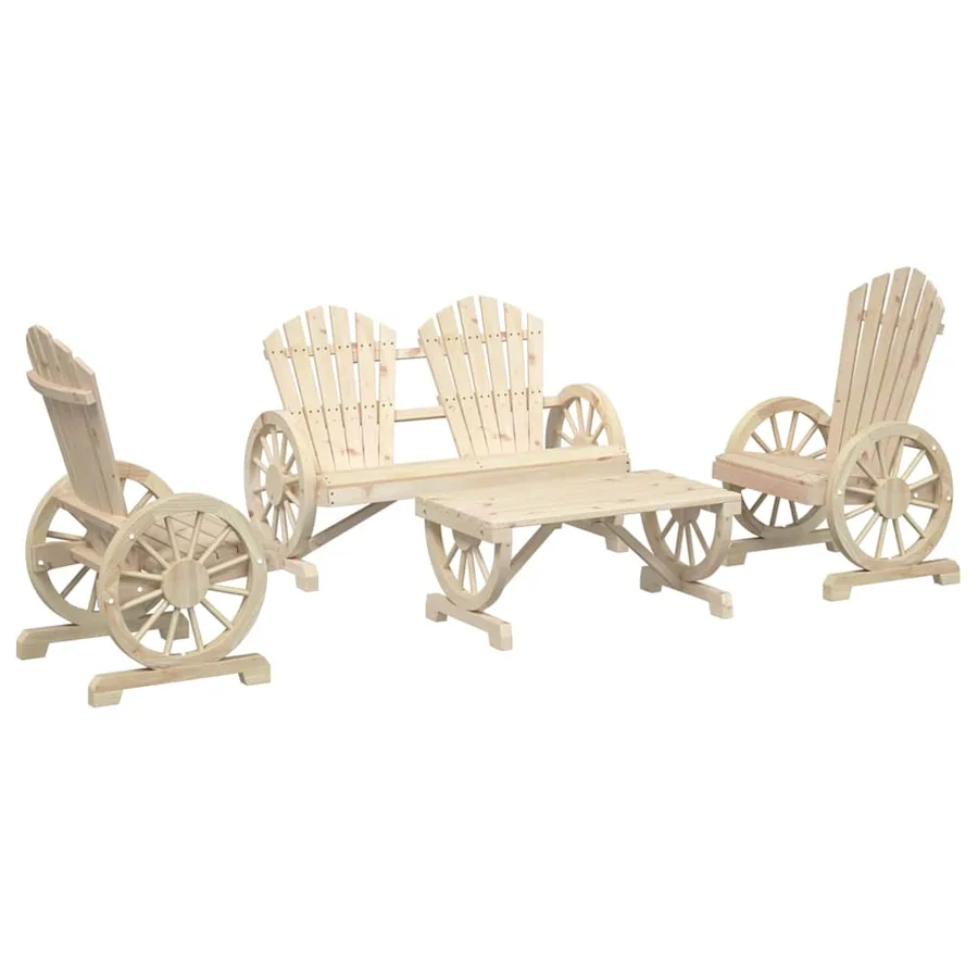 Salon de jardin 4 pcs bois de sapin massif - 2