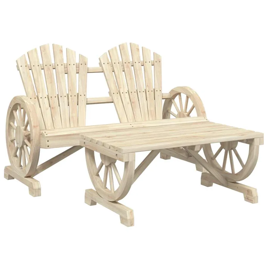 Salon de jardin 4 pcs bois de sapin massif - 4