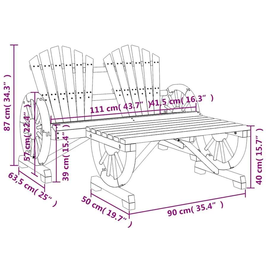 Salon de jardin 2 pcs bois de sapin massif - 8