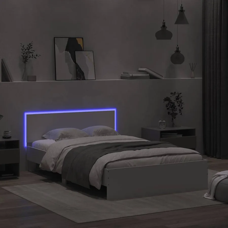 Cadre de lit avec tête de lit et LED blanc 140x190 cm - 3