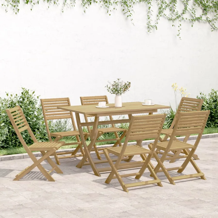 Ensemble à manger de jardin 7 pcs Bois d'acacia solide - 3