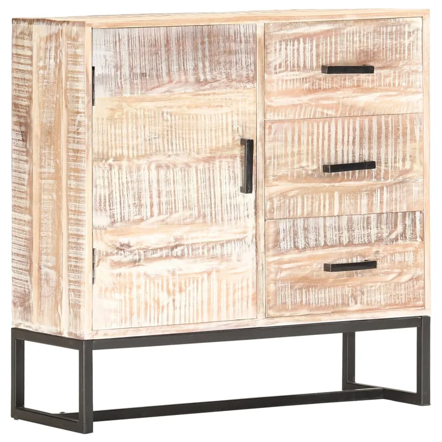 Buffet Blanc 73x30x75 cm Bois d'acacia massif