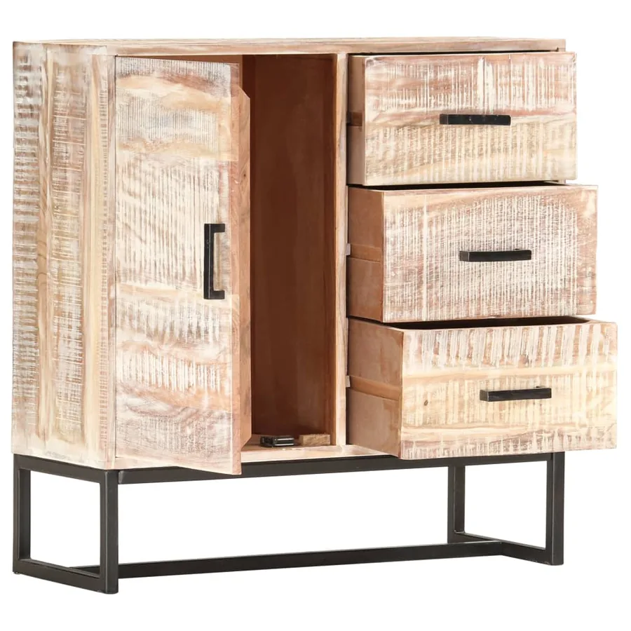 Buffet Blanc 73x30x75 cm Bois d'acacia massif - 2