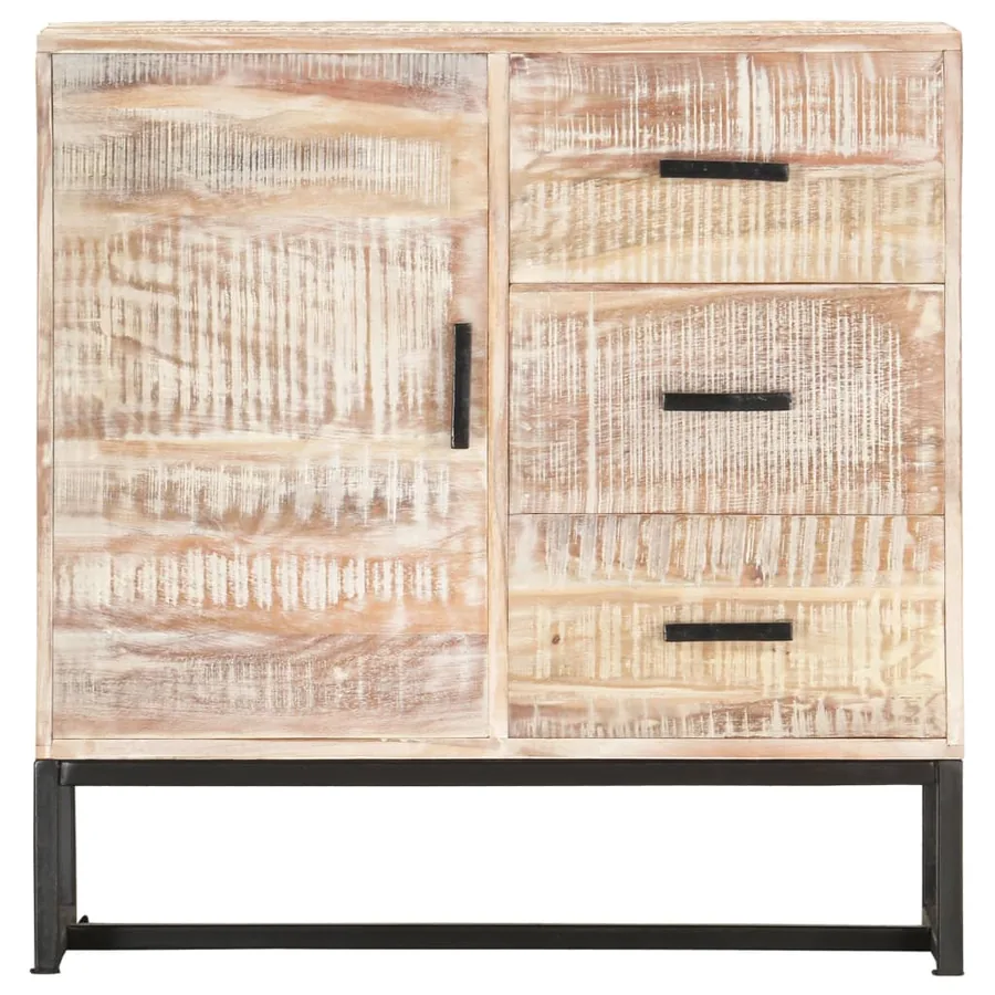 Buffet Blanc 73x30x75 cm Bois d'acacia massif - 3