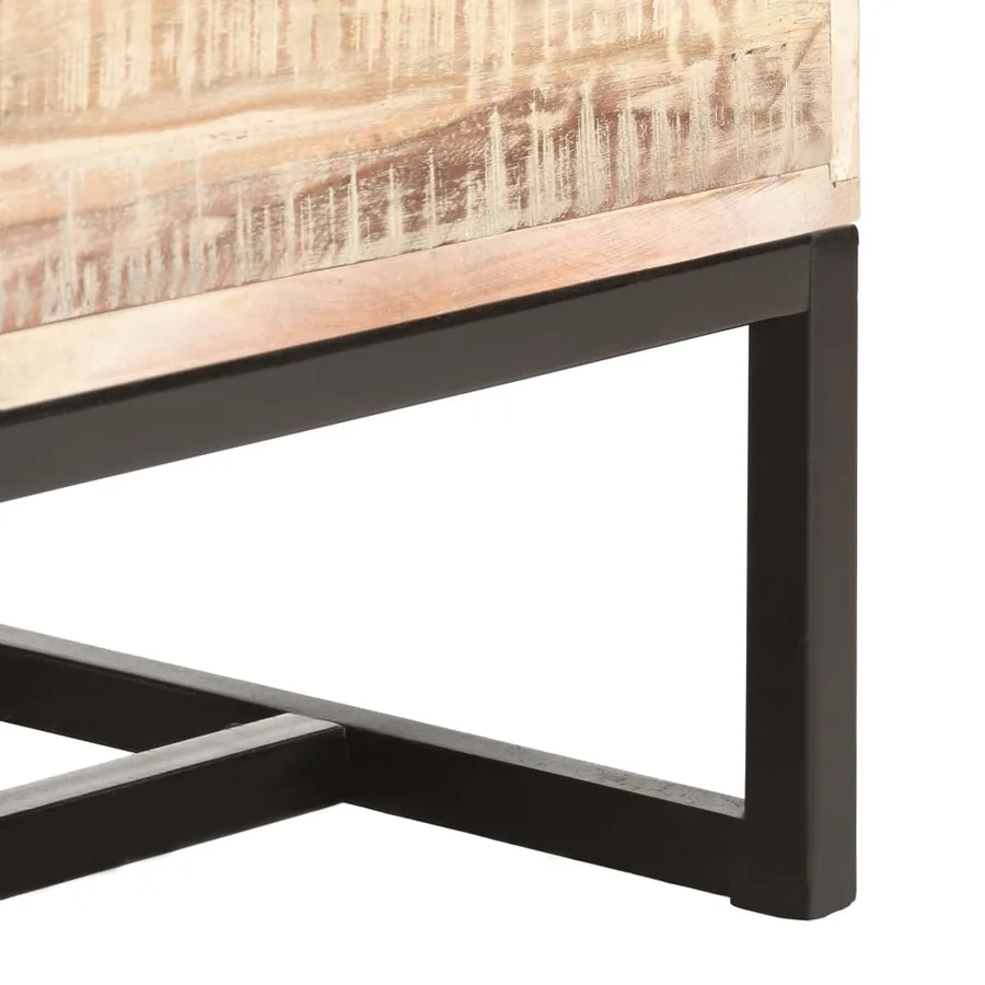 Buffet Blanc 73x30x75 cm Bois d'acacia massif - 4