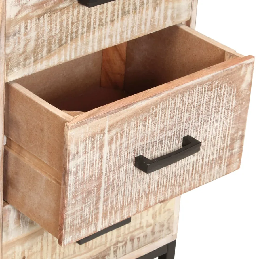 Buffet Blanc 73x30x75 cm Bois d'acacia massif - 5