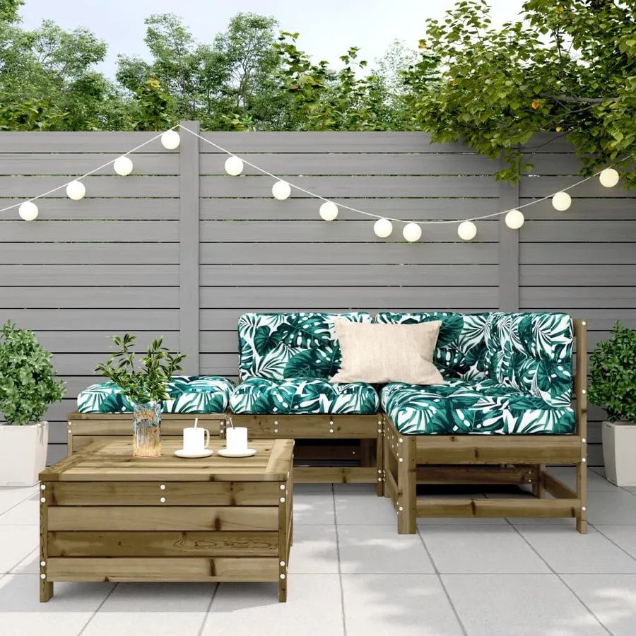 Salon de jardin 5 pcs avec coussins bois de pin imprégné - 3
