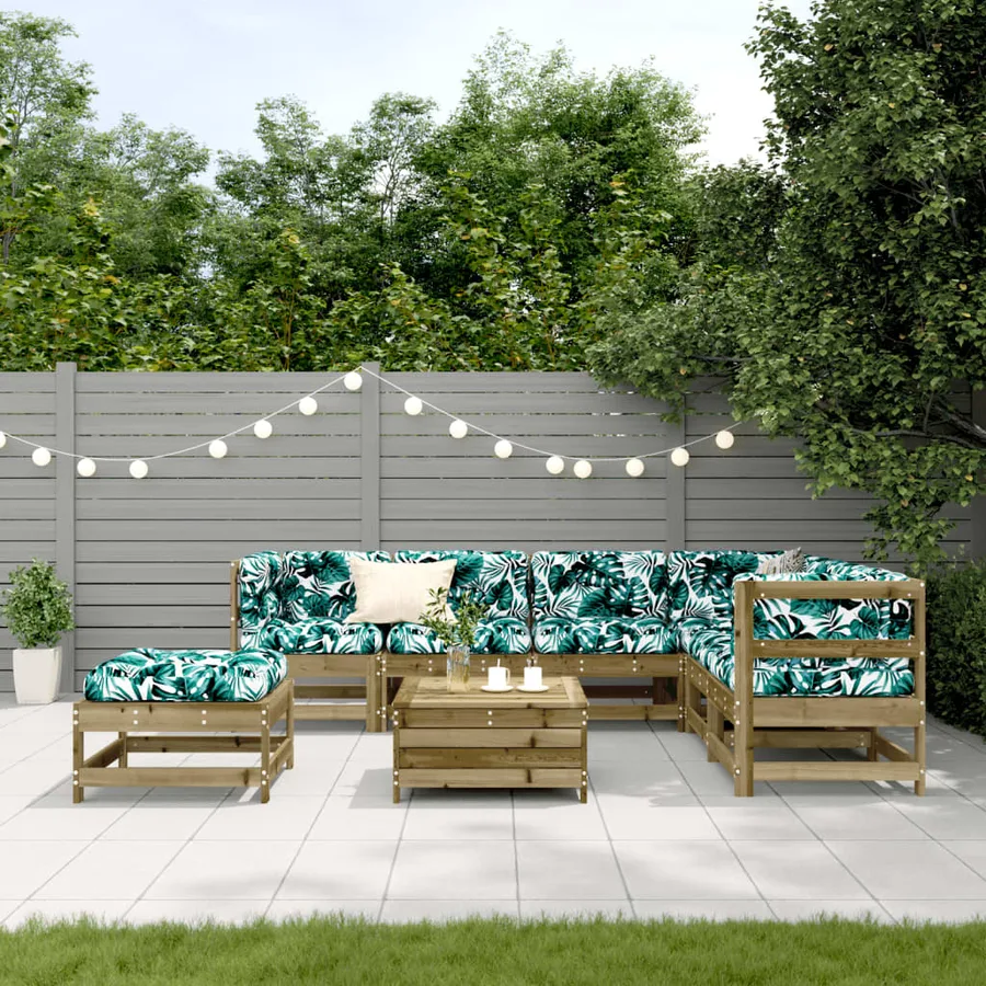 Salon de jardin 8 pcs avec coussins bois de pin imprégné - 3