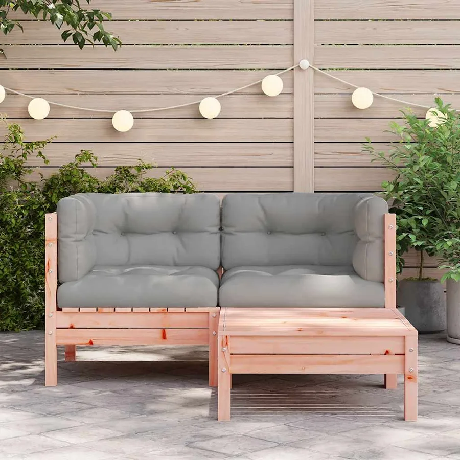 Canapé de jardin avec coussins et repose-pied 2 places - 3