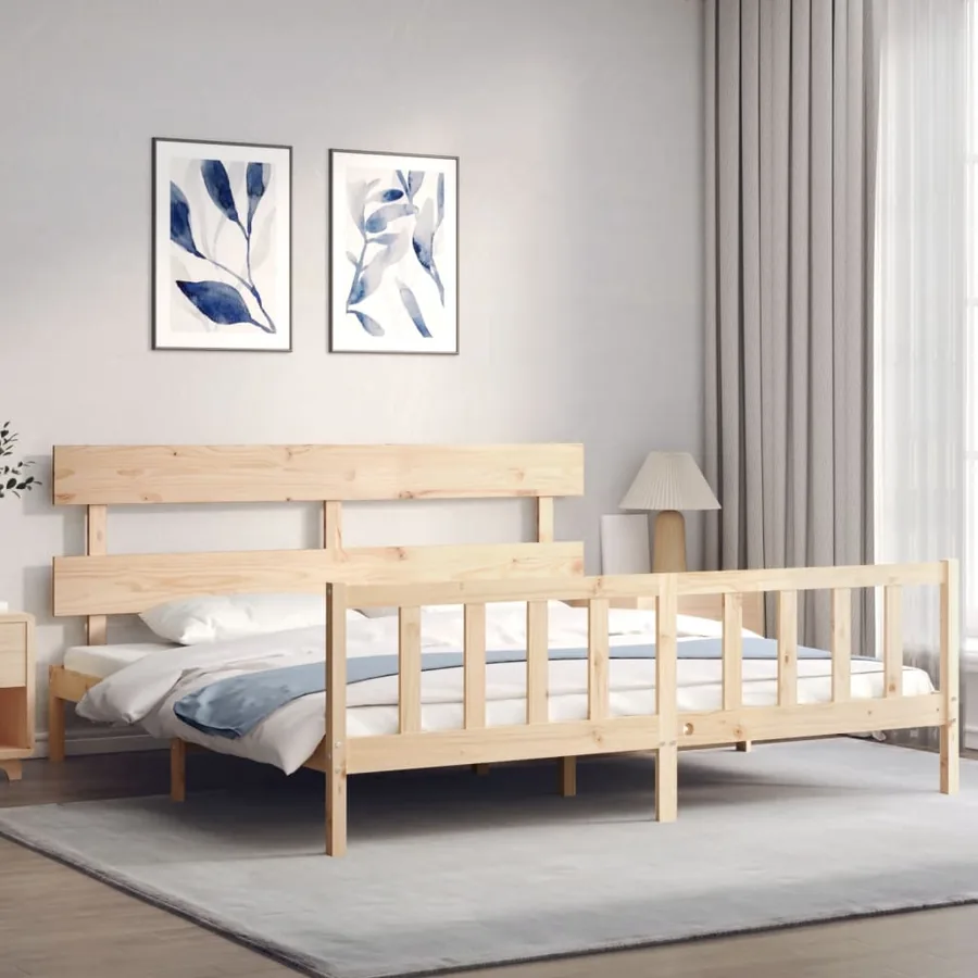 Cadre de lit sans matelas bois massif de pin - 3