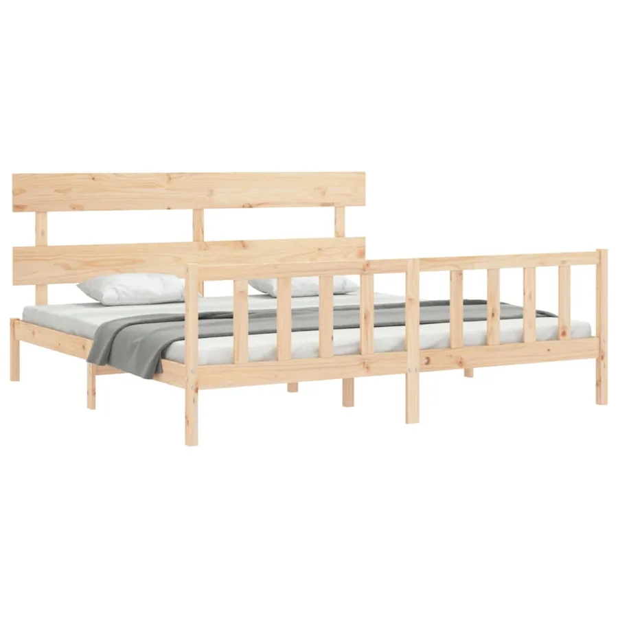 Cadre de lit sans matelas bois massif de pin - 4