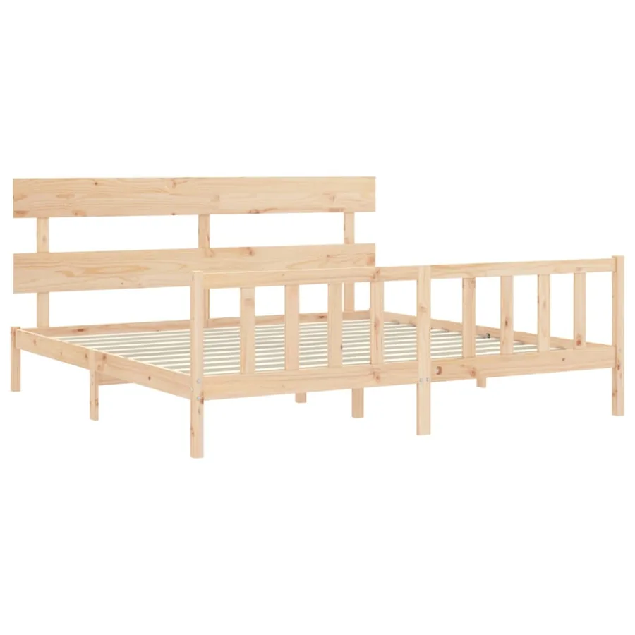 Cadre de lit sans matelas bois massif de pin - 5