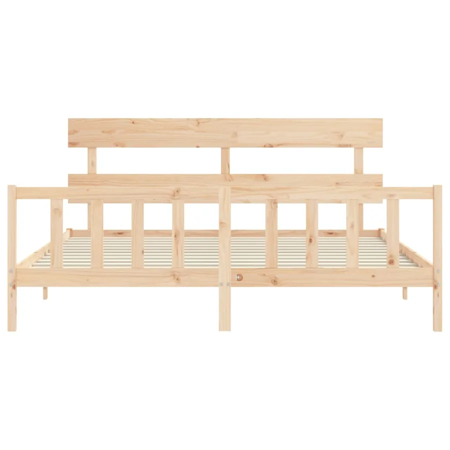 Cadre de lit sans matelas bois massif de pin - 6