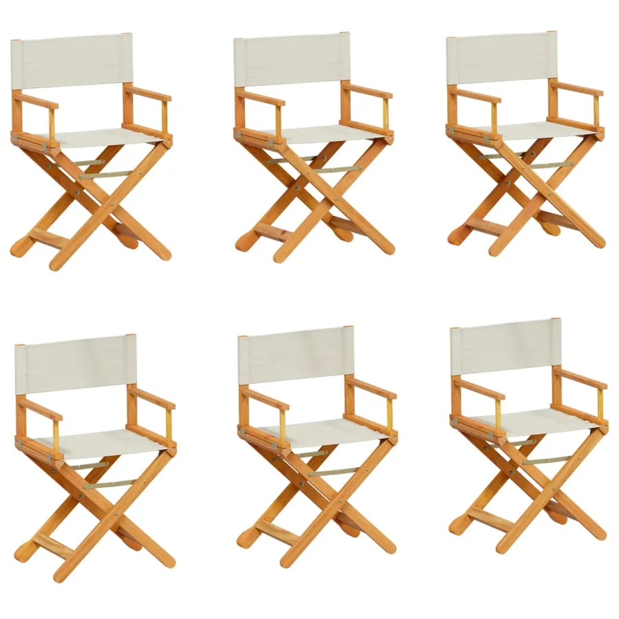 Chaises de jardin pliables lot de 6 blanc crème tissu - 2