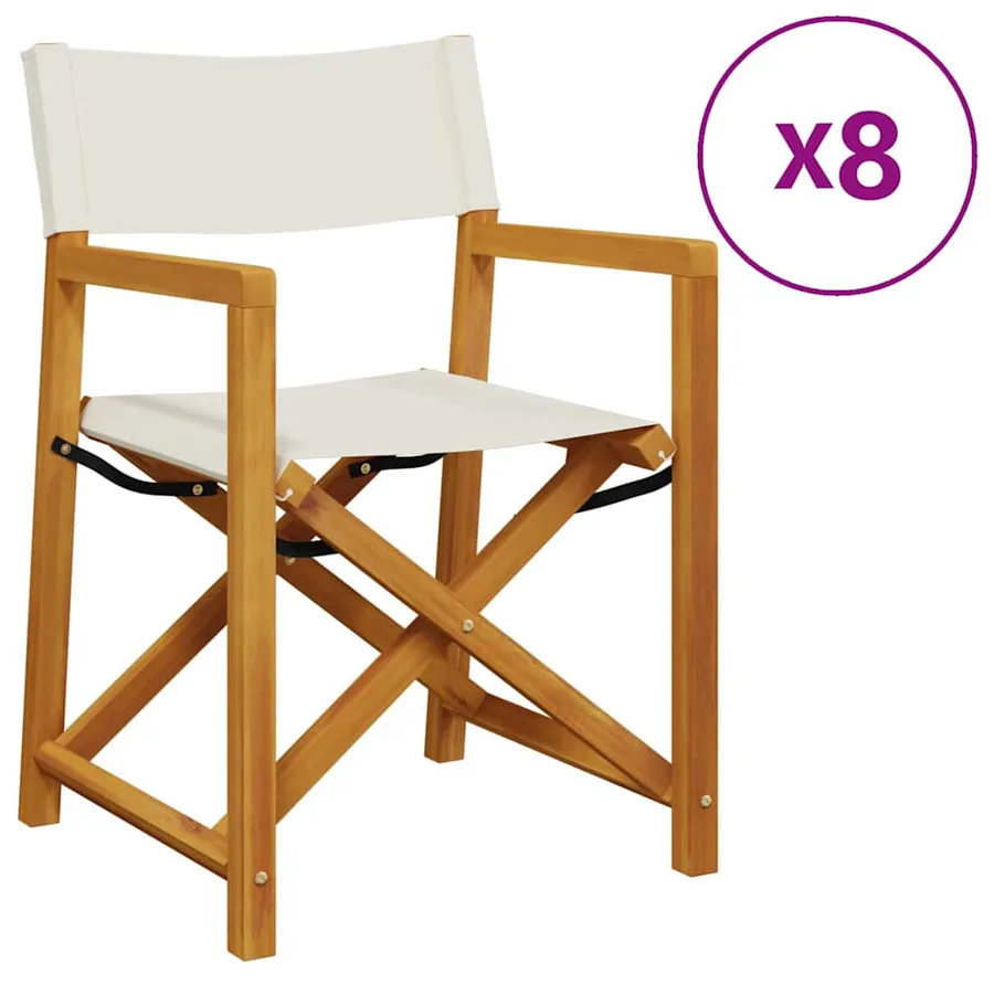 Chaises de jardin pliables lot de 8 blanc crème tissu - 2