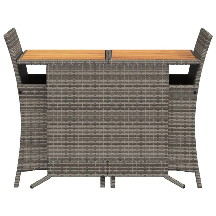 Ensemble de bistro 3 pcs avec coussins gris résine tressée - 4