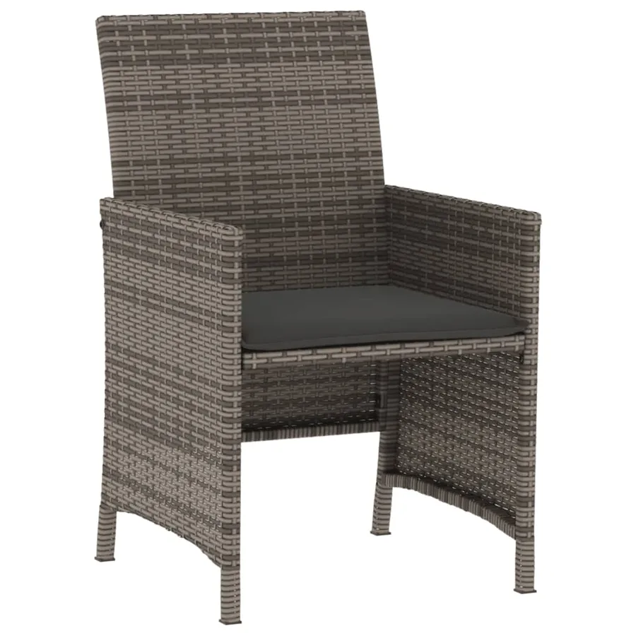 Ensemble de bistro 3 pcs avec coussins gris résine tressée - 5