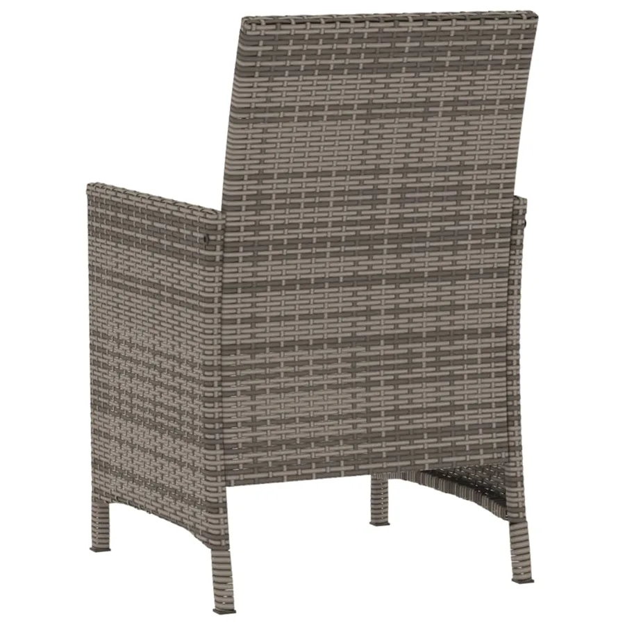 Ensemble de bistro 3 pcs avec coussins gris résine tressée - 8
