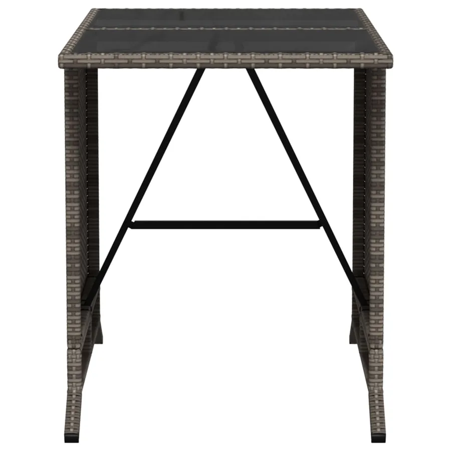 Ensemble de bistro 3 pcs avec coussins gris résine tressée - 11