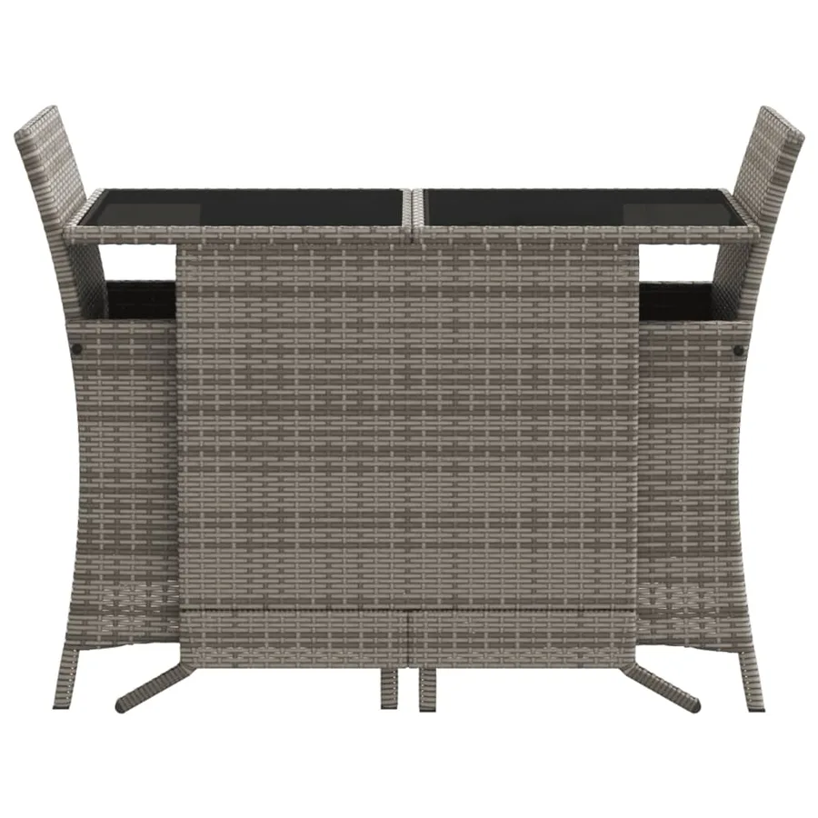 Ensemble de bistro 3 pcs avec coussins gris résine tressée - 4