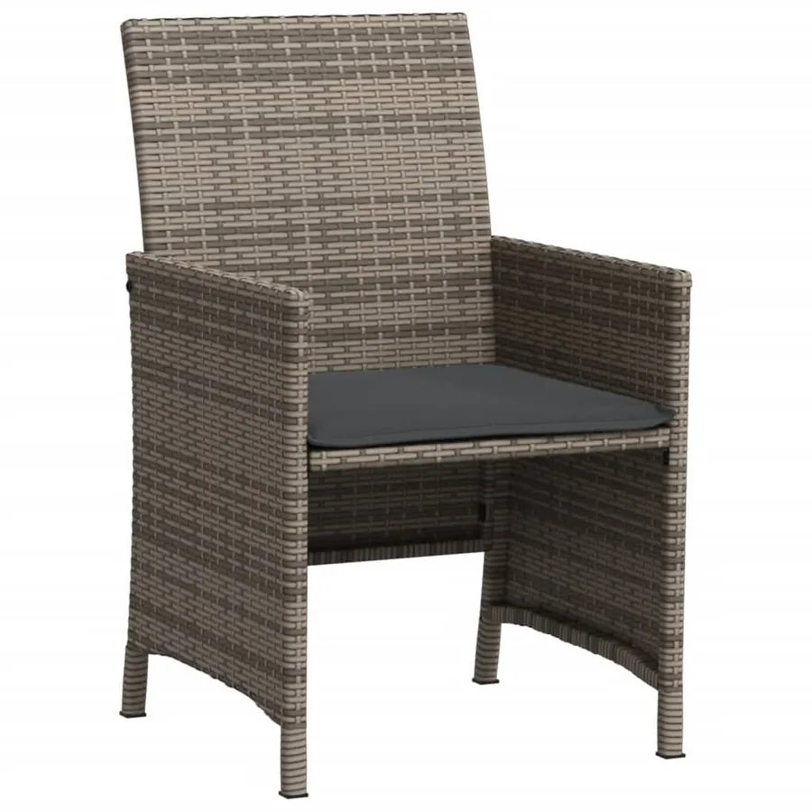 Ensemble de bistro 3 pcs avec coussins gris résine tressée - 5
