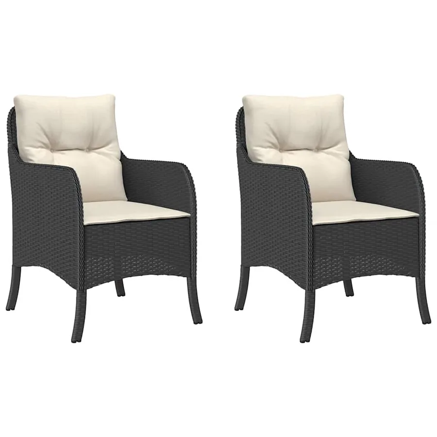 Chaises de jardin avec coussins lot de 2 noir résine tressée - 2