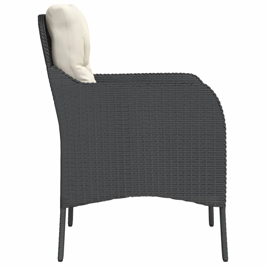 Chaises de jardin avec coussins lot de 2 noir résine tressée - 6