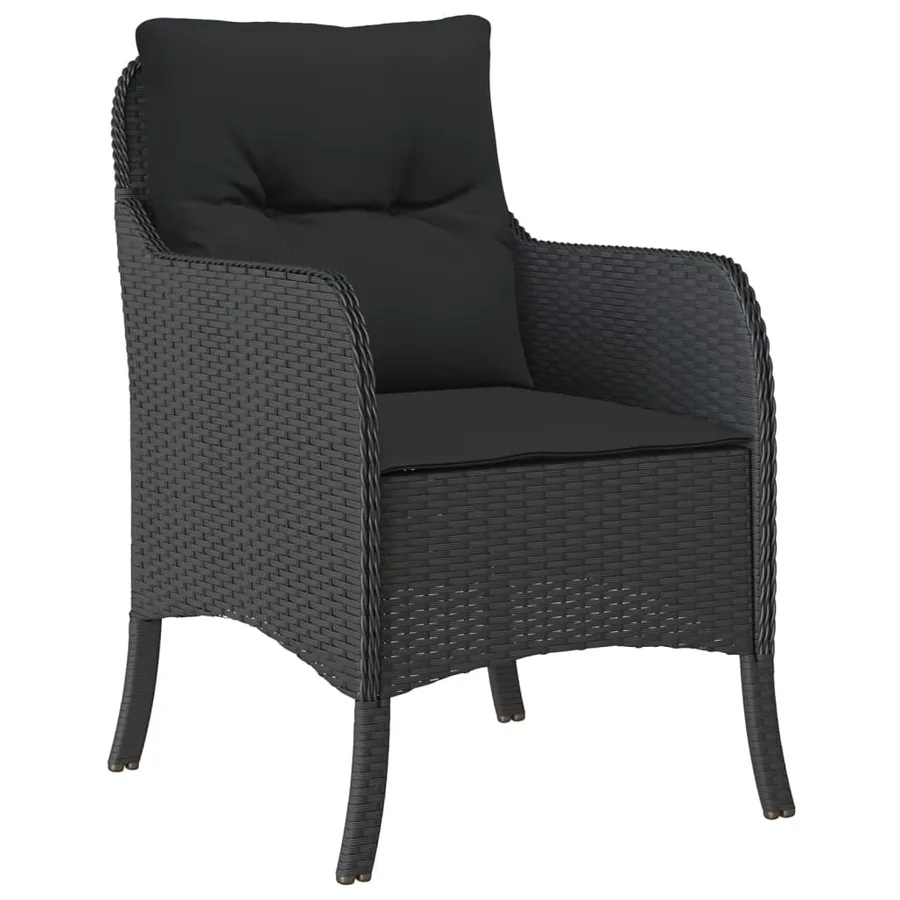 Ensemble à manger de jardin avec coussins 3 pcs Noir - 3