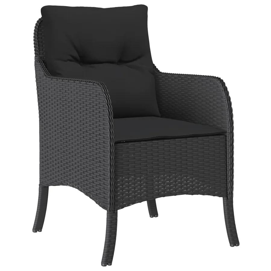 Ensemble à manger de jardin avec coussins 3 pcs Noir - 3