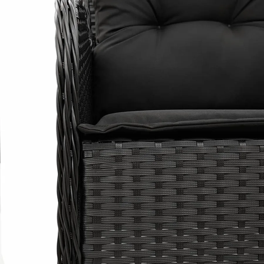 Ensemble à manger de jardin avec coussins 3 pcs Noir - 5