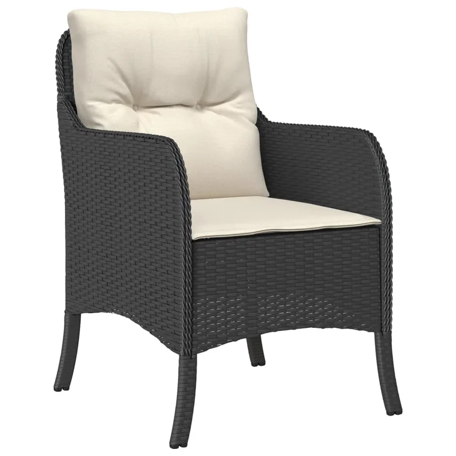 Ensemble à manger de jardin avec coussins 3 pcs Noir - 3