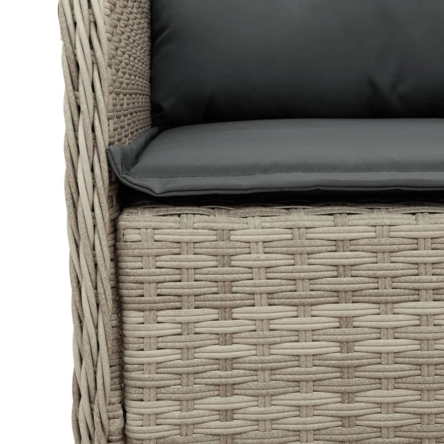 Ensemble à manger de jardin 3pcs coussins gris clair poly rotin - 5
