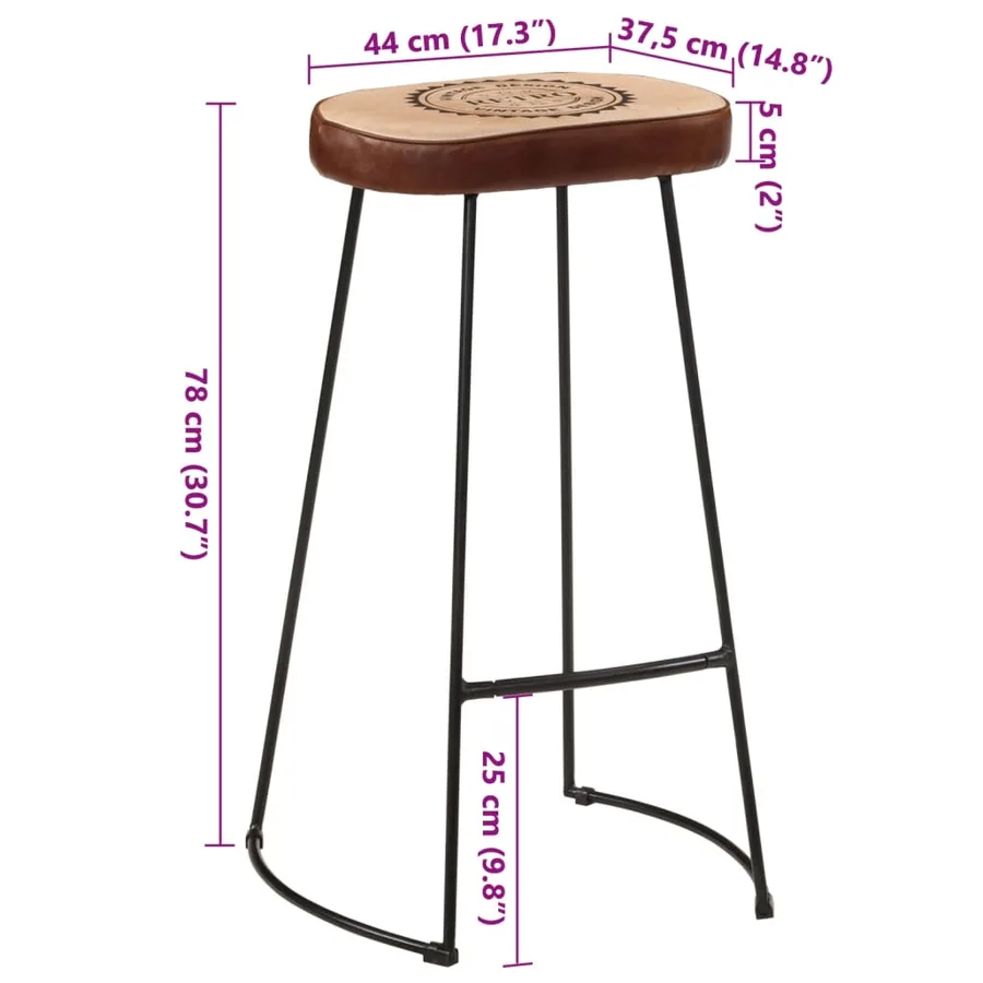 Tabourets de bar lot de 2 marron foncé 44x37,5x78 cm - 10