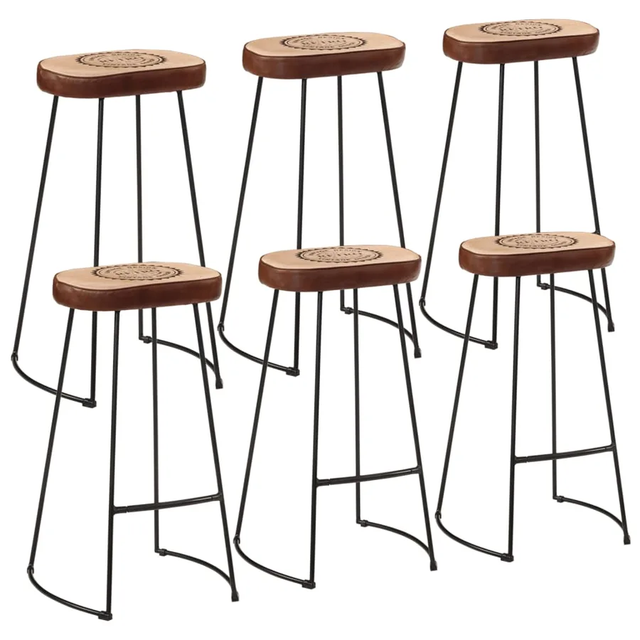 Ensemble de bar 7 pcs bois de manguier brut massif et métal - 2