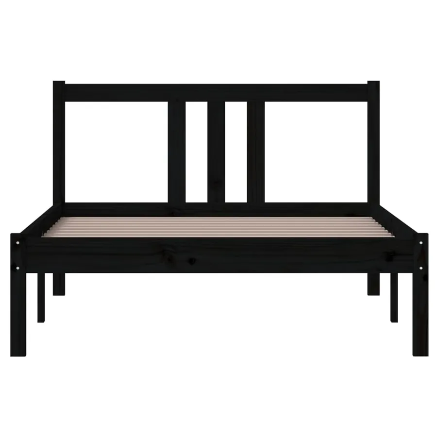 Cadre de lit sans matelas noir bois massif 100x200 cm - 4