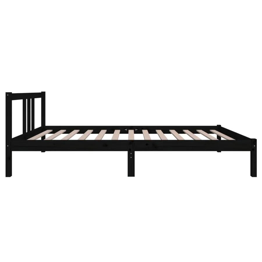 Cadre de lit sans matelas noir bois massif 100x200 cm - 5