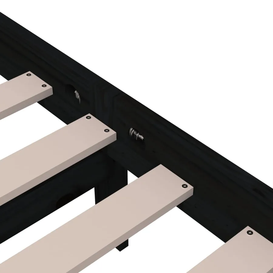Cadre de lit sans matelas noir bois massif 100x200 cm - 6