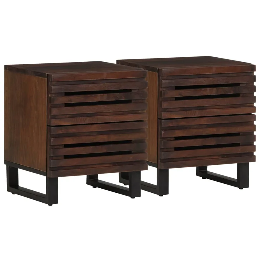 Tables de chevet 2 pcs 40x34x46 cm bois de manguier massif
