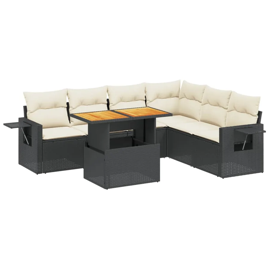 Salon de jardin 7 pcs avec coussins noir résine tressée 62 x 62 x 69 cm - 62,9 kg - 2