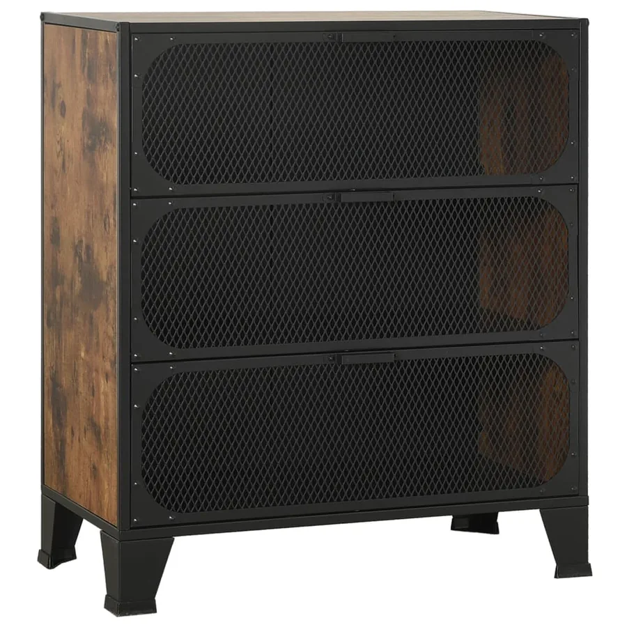 Armoires de rangement 2 pcs Marron 72x36x82 cm Métal et MDF - 3