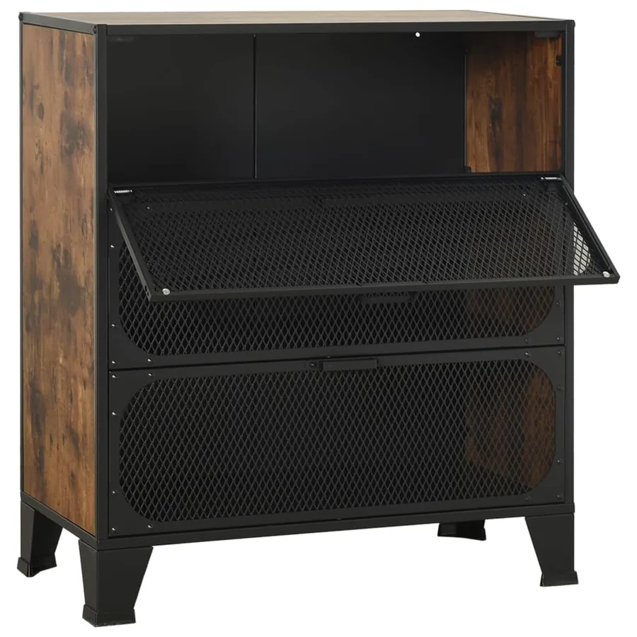 Armoires de rangement 2 pcs Marron 72x36x82 cm Métal et MDF - 7