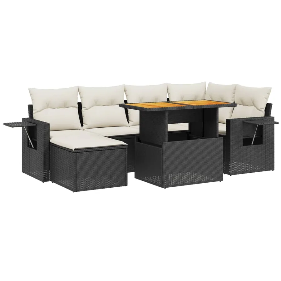 Salon de jardin 7 pcs avec coussins noir résine tressée 55 x 62 x 69 cm - 63,4 kg - 2