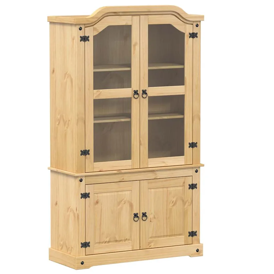 Vitrine en verre Corona 103,5x42x180 cm bois de pin massif - 2