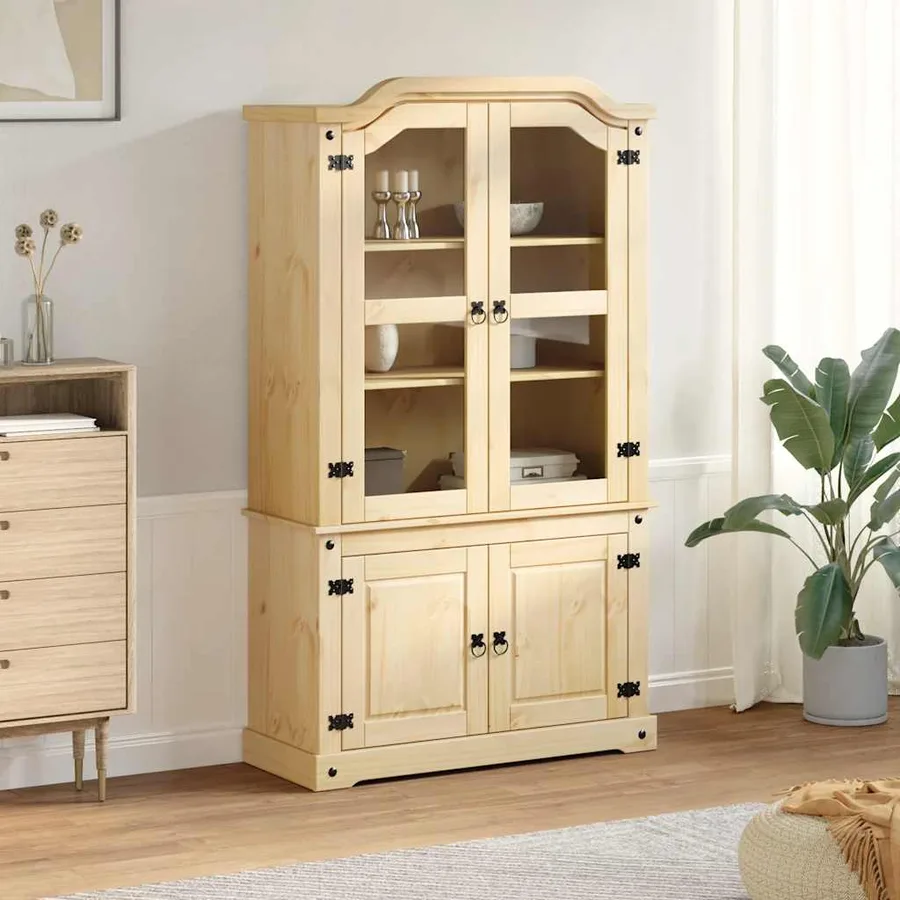 Vitrine en verre Corona 103,5x42x180 cm bois de pin massif - 3