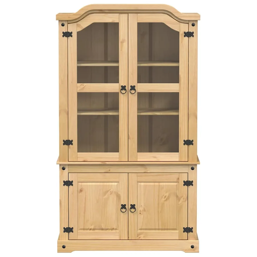 Vitrine en verre Corona 103,5x42x180 cm bois de pin massif - 4