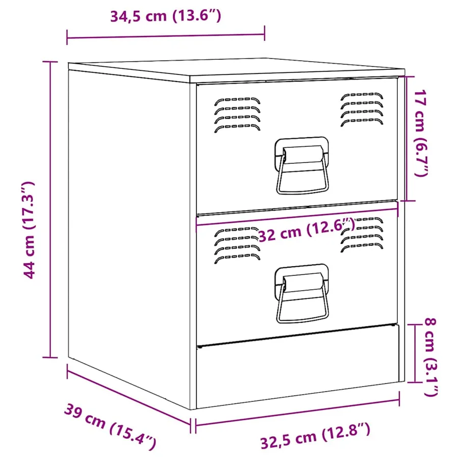 Tables de chevet 2 pcs vert 34,5x39x44 cm acier - 14